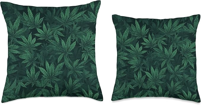 Weed Leaf pattern - Pot-head Sativa and Indica In the Sheets Throw Pillow