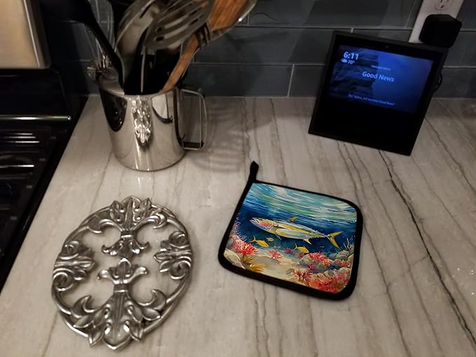 Caroline's Treasures Yellowfin Tuna Pair of Pot Holders Kitchen Heat Resistant Pot Holders Sets Oven Hot Pads for Cooking Baking BBQ, 7 1/2 x 7 1/2