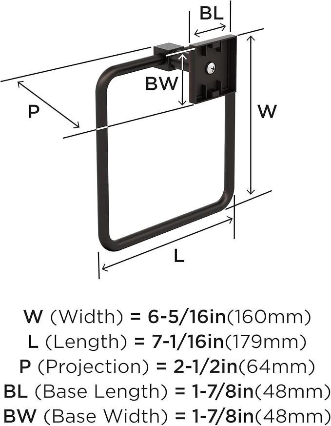 Amerock BH36072 Appoint 7-1/16" Wall Mounted Towel Ring - Oil Rubbed Bronze