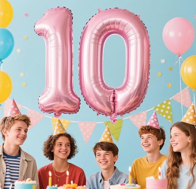 Zero Balloon Numbers 40 Inch Big 0 Pearl Pink Balloon Numbers for Birthday Decoration, Baloon for 10 20 30 40 100 2026 Graduation Decor Wedding Anniversaries Party