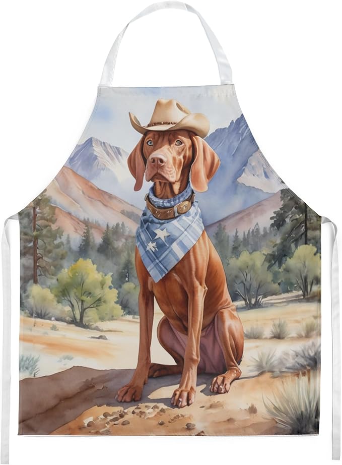 Caroline's Treasures Vizsla Cowboy Welcome Apron Cooking Kitchen Server Baking Crafts Gardening for Adult Women Men, Unisex, Large, Multicolor