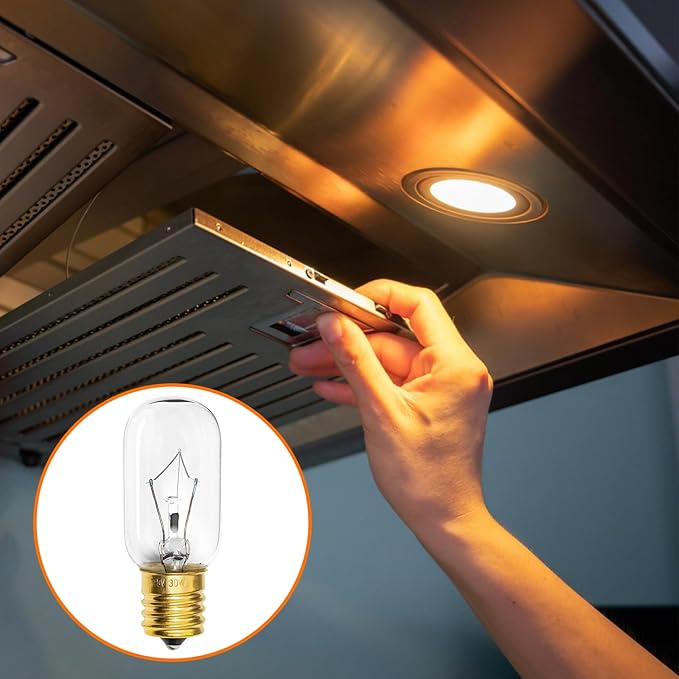 Belleone Light Bulb Fits for LG Microwave Oven - Compatible with LG Frigidaire Ken-More Whirlpool GE Over the Range Microwave, Dimmable 125V 30W E17 Base, Kitchen Night Light, Replaces 6912W1Z004B