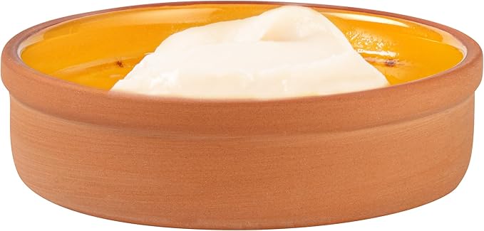 Restaurantware-Terra Tek 8.8 Ounce Terracotta Cazuelas, 2 Yellow Glazed Clay Pots For Cooking - Oven-Ready, Microwavable, Terracotta Serving Pots, Dishwashable, For Cooking And Serving