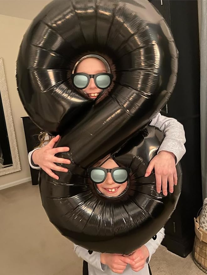 Numbers 8 Balloon 40 Inch, Black Birthday Decorations For Women Men, Number Balloons for 8, 18, 28 Wedding, Anniversaries, Celebration, Graduation
