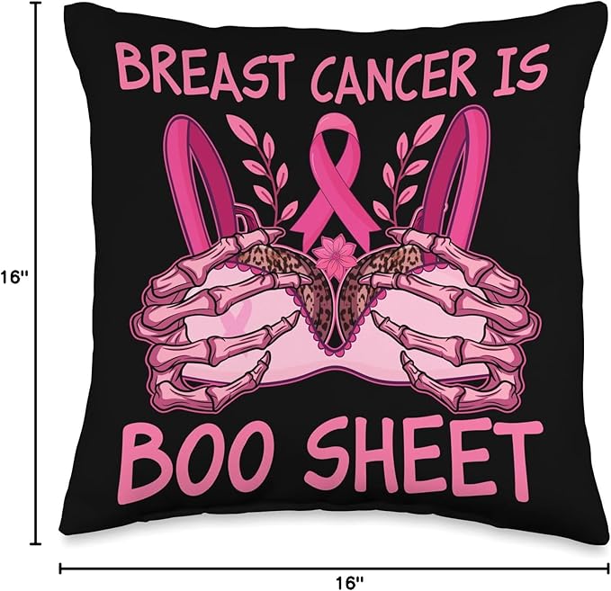 Breast Cancer ist Boo Sheet Halloween Wife Women Pink Throw Pillow, 16x16, Multicolor