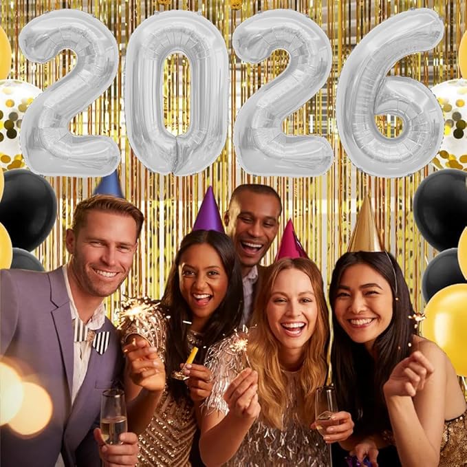 2026 Balloons Silver 2026 Foil Number Balloons, 40 inch 2026 Balloons New Year, Large 2026 Mylar Balloons for 2026 New Years Eve Party Supplies Festival Birthday Anniversary Graduation Decorations