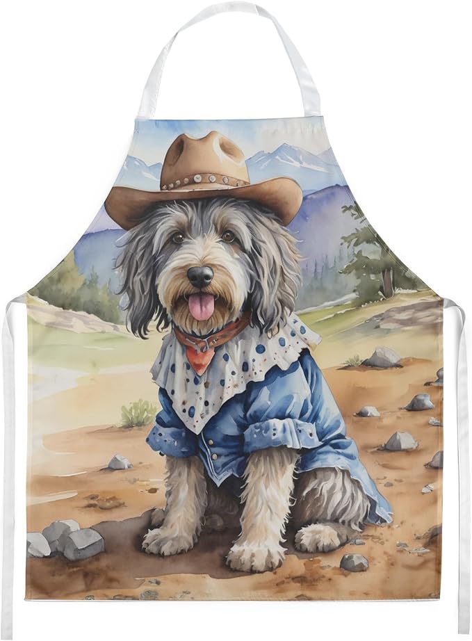 Caroline's Treasures Bergamasco Sheepdog Cowboy Welcome Apron Cooking Kitchen Server Baking Crafts Gardening for Adult Women Men, Unisex, Large, Multicolor