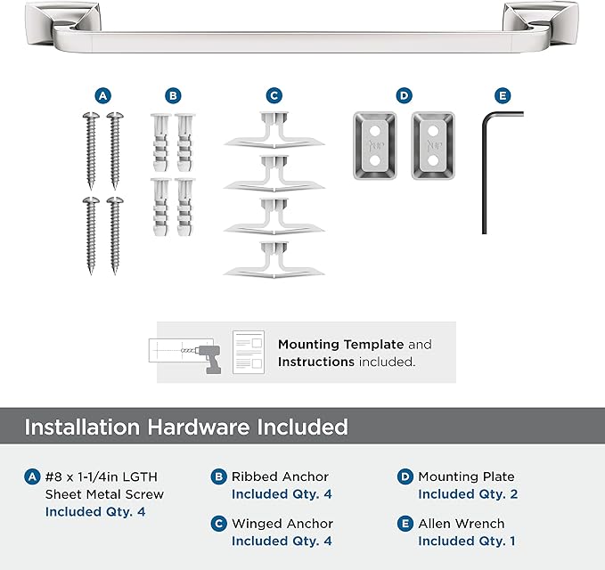 Amerock Highland Ridge Polished Nickel 18 inch (457mm) Towel Bar, BH36013PN