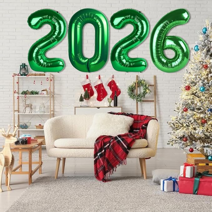 Dark Green 2026 Number Balloons, 40 Inch Balloon, New Years Eve Decorations, Balloons for New Years Eve Party Supplies 2026, Graduation Decoration, 2 6 20 26 Birthday Parties