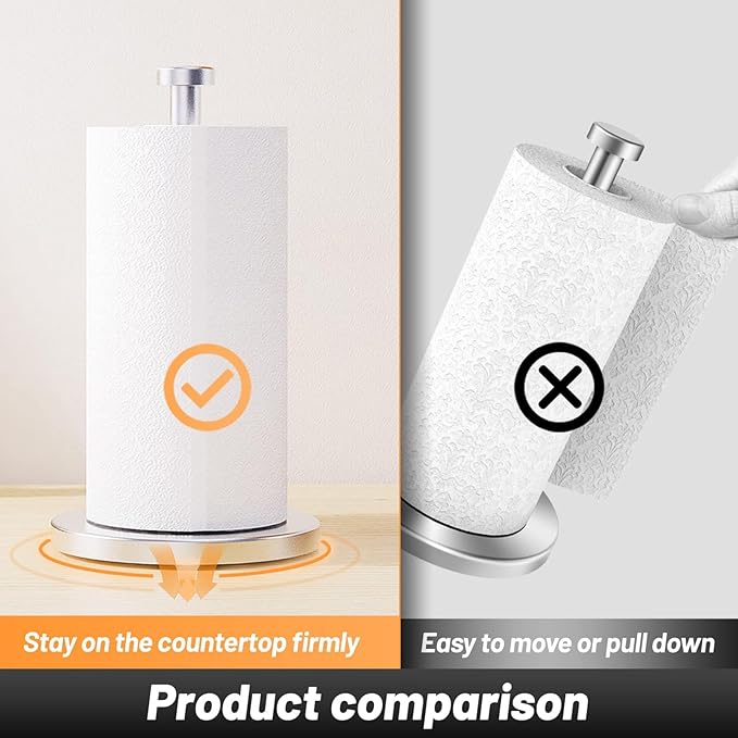 Paper Towel Holder Countertop | Metal Bathroom Towel Holder Stand,Stainless Steel Countertop, Vertical Dispenser for Bathroom Kitchen