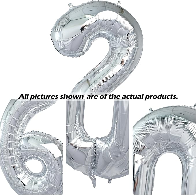 40 Inch 2026 Pack of 4 Silver Big Helium Foil Balloon Numbers Large Mylar Number for Christmas New Year's Eve Party Graduation Birthday