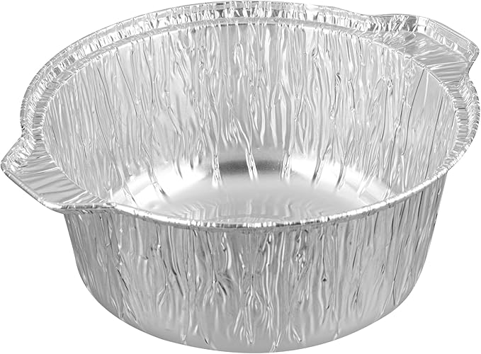 Foil Lux 60 Ounce Pans And Lids, 10 Disposable Pots With Lids - Oven-Ready, Stove Compatible, Aluminum Foil Baking Pans, Freezable, For Outdoor Camping, Vacation, Picnic, And More - Restaurantware