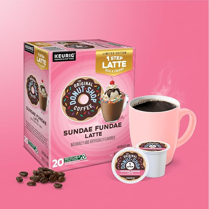 The Original Donut Shop Sundae Fundae One-Step Latte, Keurig Single Serve K-Cup Pods, 20 Count