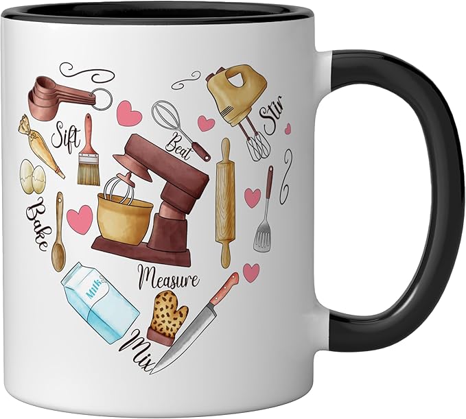 Baker Cooking Culinary Pastry Chef Baking Cook Bake Love Ceramic Mug, Black/White