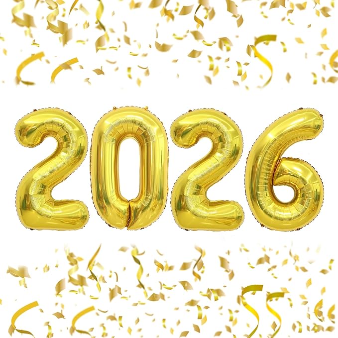 2026 Balloons 40 Inch 2026 Balloon Numbers Gold for New Years Decorations Gold New Years Balloons for Graduation Nye Decoration 20 26 Mylar Foil Balloon for 20 26 Happy New Year Grad Party Supplies