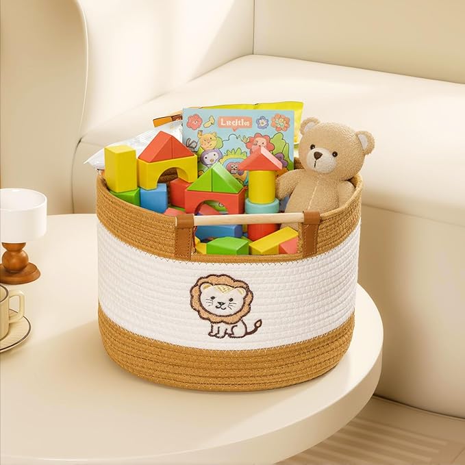 Toy Storage Bin Box for Kids Stuffed Animal Storage Basket for Blanket Baskets Living Room Cotton Rope Woven Baskets for Babies Toddlers Laundry Hamper for Nursery Play Room, Boys Gift Baskets Empty