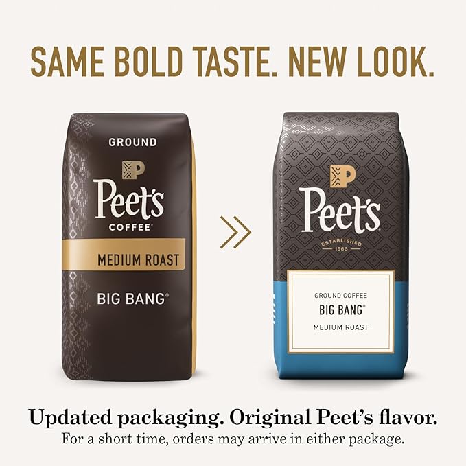 Peet's Coffee Medium Roast Ground Coffee | Big Bang | 36 Ounces | 2 Bags