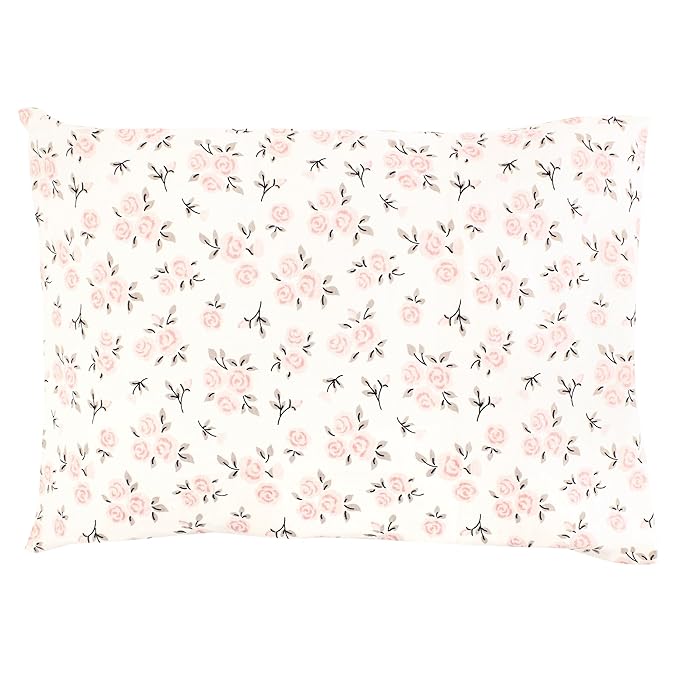 Hudson Baby Unisex Baby Cotton Toddler Pillow Case, Neutral Pink Floral, One Size