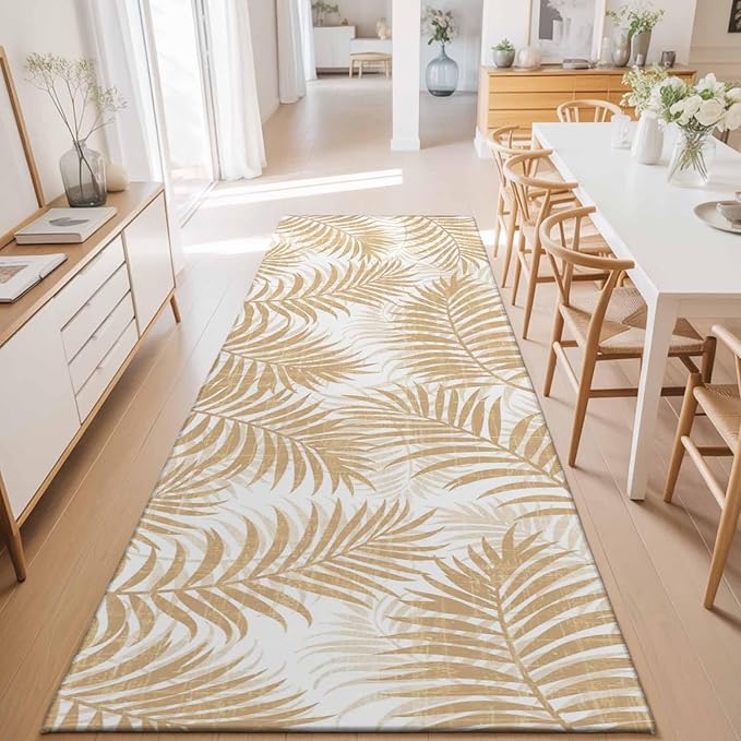 Runner Rug for Bedroom Hallway, Summer Boho Palms Leaves Kitchen Runner Rugs Area Rug 2x6ft, Vintage Tropical Plants Washable Soft Floor Carpet for Entryway Stair