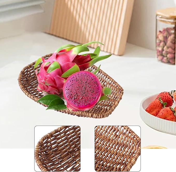 Fenteer Imitation Rattan Storage Basket, Vanity Tray Home Decor for Organizing for Bedroom, Kitchen, Bar, M