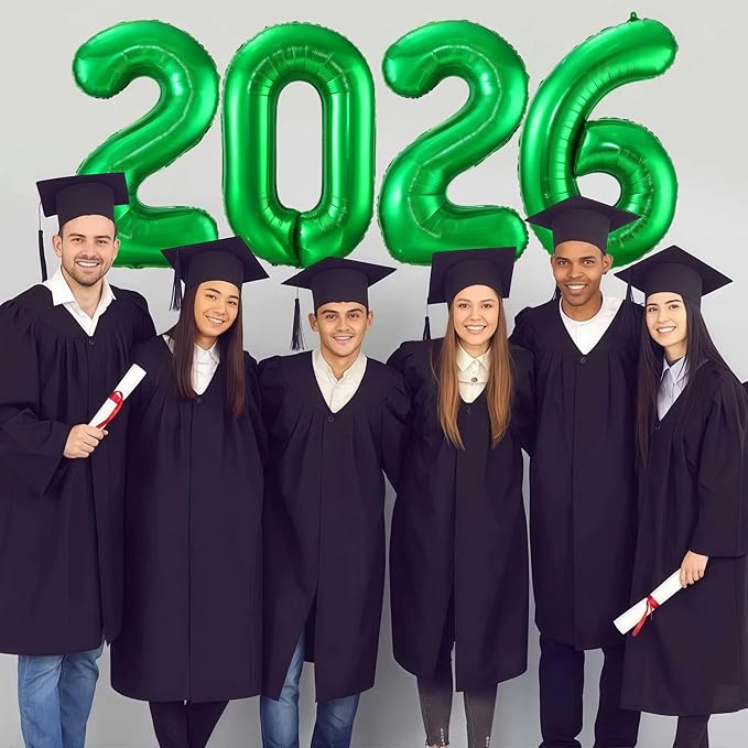 Green 2026 Balloons, 40 Inch 2026 Number Balloon Foil New Year Balloon Numbers for New Years Eve Party Graduation Party Decoration