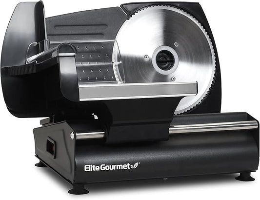 Elite Gourmet EMT-625B Ultimate Precision Electric Deli Food Meat Slicer Removable Stainless Steel Blade, Adjustable Thickness, Ideal for Cold Cuts, Hard Cheese, Vegetables & Bread, 7.5”, Black