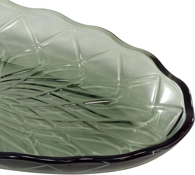 Nicole Miller – Vanity Tray, Embossed Glass with Scalloped Edge, Trellis Home Decor – Perfect for Organizing Toiletries, Cosmetics and Bathroom Essentials (Bijou Green)