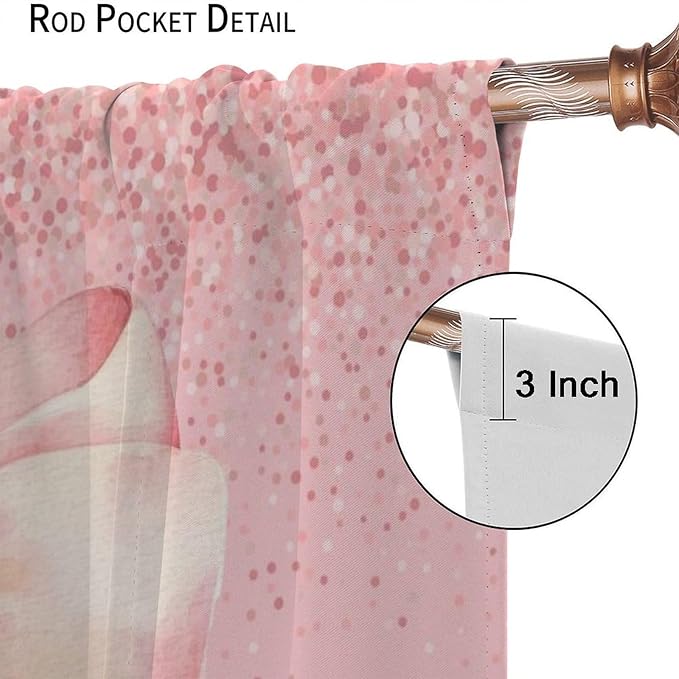 Pink Bow Blackout Curtain,Fashion Girly Bowknot Glitter Sparkle Print Window Curtains for Dining Room Living Room Kitchen Cafe Bedroom Office Nursery Drapes,84x84 in