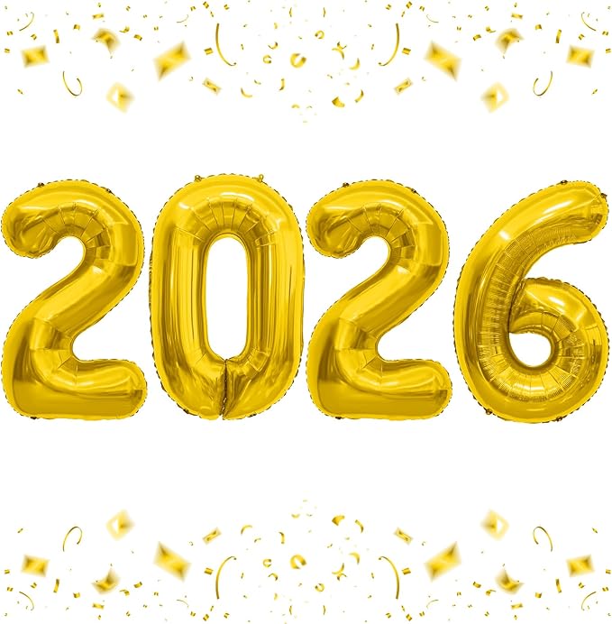 2026 Balloons, 40 Inch 2026 Number Balloons Gold 2026 Balloon Large Foil Graduation Balloon Numbers 2026 Mylar Baloons for Birthday Anniversary Party Supplies Graduation Class of 2026 Decorations