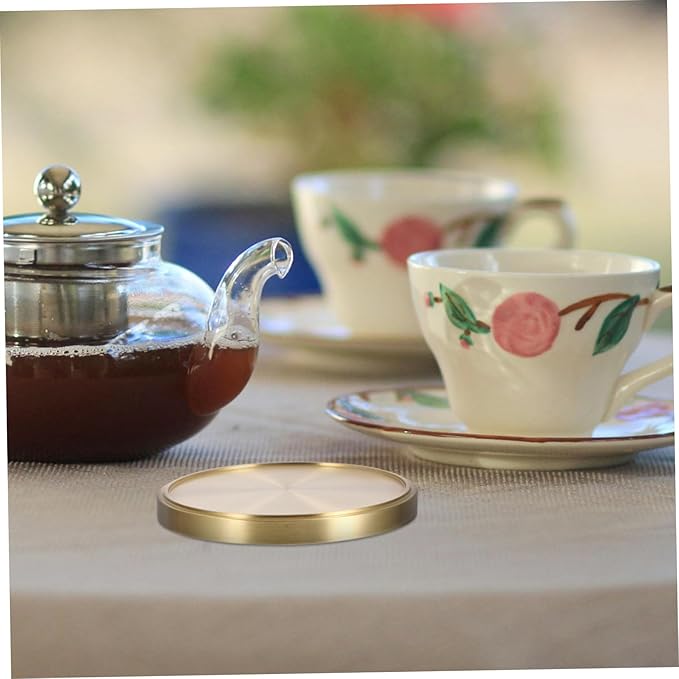 CHILDWEET Brass Tea Coaster Elegant Drink Cup Holder with Serene Zen Design Heat Resistant Pot Holder for Coffee Table Decorative Mats for Kitchen and Home Decor