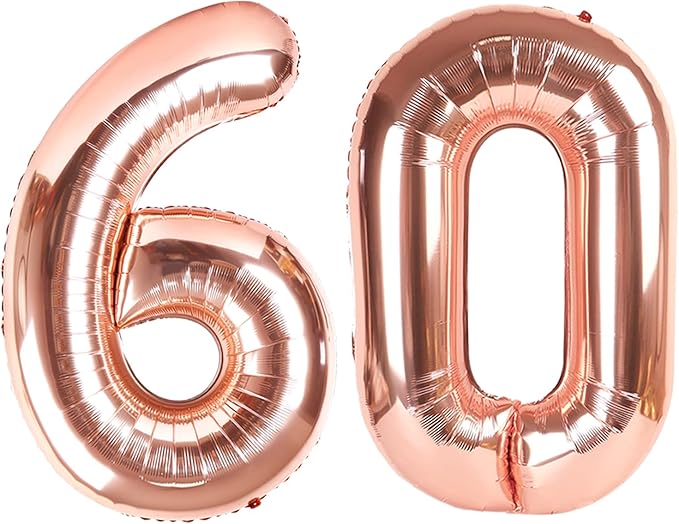 60Th Birthday Decorations For Men, Rose Gold Party Decoration for Women Adults Parents, Big Number 60 Balloons for 60th Birthday Party Decorations