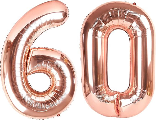 60Th Birthday Decorations For Men, Rose Gold Party Decoration for Women Adults Parents, Big Number 60 Balloons for 60th Birthday Party Decorations