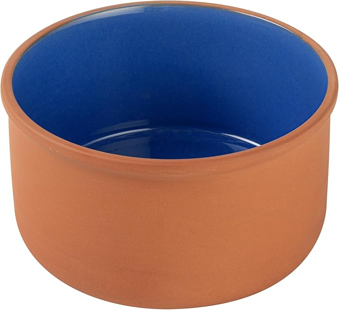 Restaurantware-Terra Tek 68 Ounce Terracotta Cazuelas, 2 Blue Glazed Clay Pots For Cooking - Oven-Ready, Microwavable, Terracotta Serving Pots, Dishwashable, For Cooking And Serving