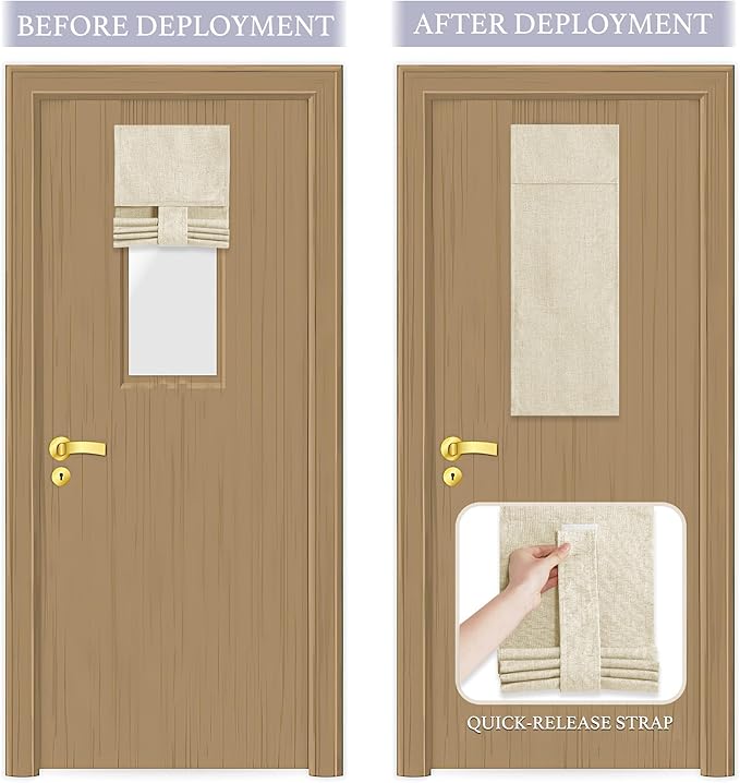 RYB HOME Door Panel Curtain, 8x36 inch, Beige, Blackout, Classroom Door, 1 Panel