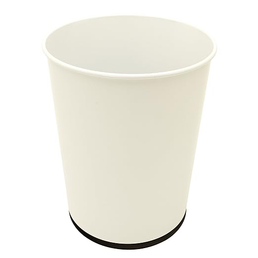 Bath Bliss 5 Liter Small Wastebasket | Round Open Top | Trash Can | Bathroom | Bedroom | Kitchen | Office | Dorm | Disposal Waste Bin | Garbage | White