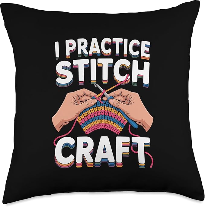 Crochet Hook Yarn Heart Stitch Craft Quote Throw Pillow
