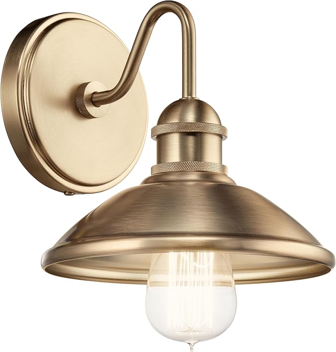 Kichler Clyde 1 Light Bathroom Vanity in a Rich Champagne Bronze Finish, for Bathrooms, (7.25" H x 7.5" W x 8.25" Ext.), 45943CPZ