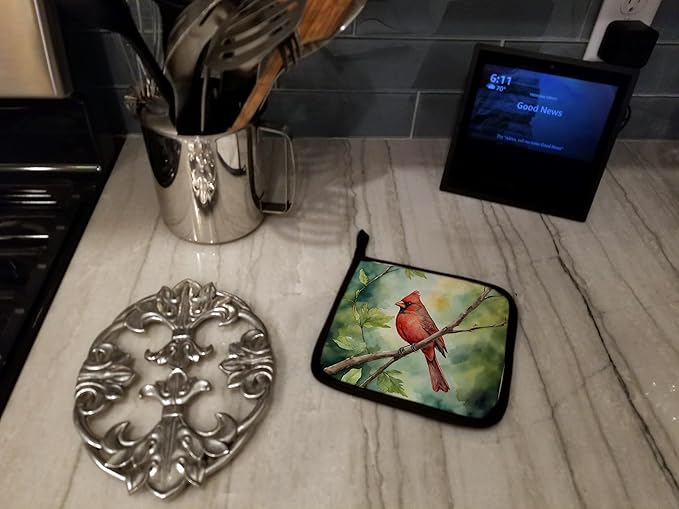 Caroline's Treasures West Virginia Northern Cardinal Pair of Pot Holders Kitchen Heat Resistant Pot Holders Sets Oven Hot Pads for Cooking Baking BBQ, 7 1/2 x 7 1/2