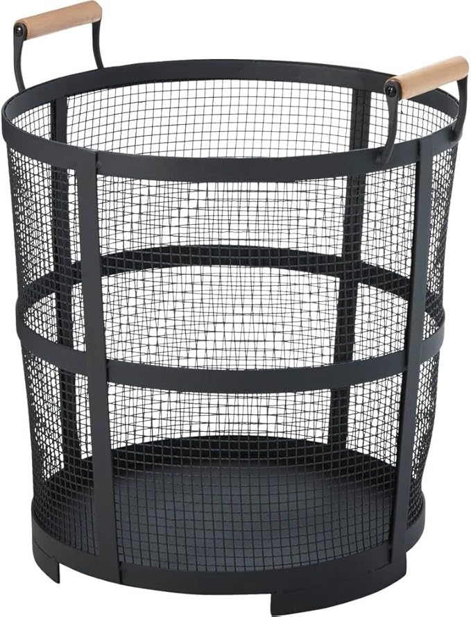 Black Round Log Basket