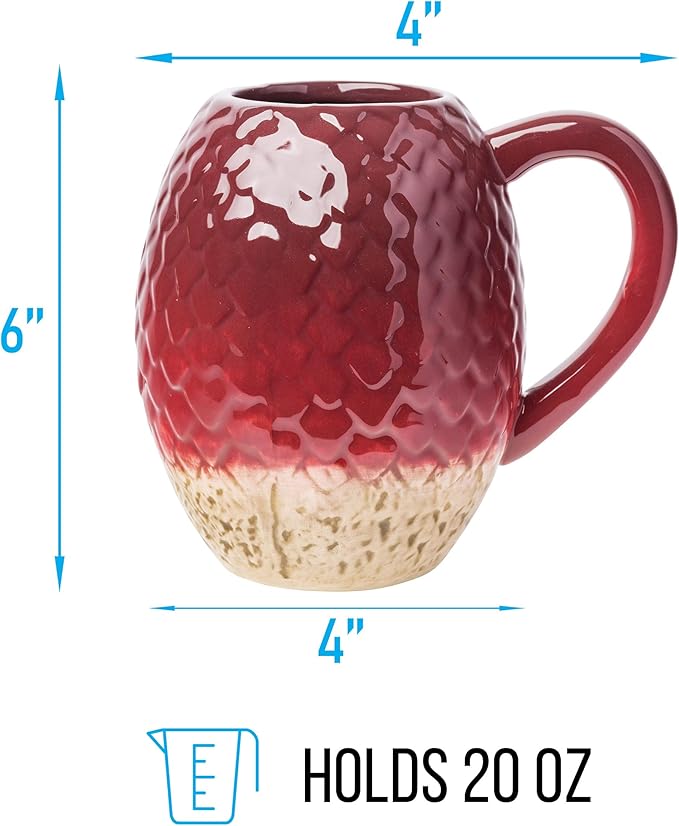 Silver Buffalo Game of Thrones Red Dragon Egg Ceramic 3D Sculpted Mug, 20 Ounces
