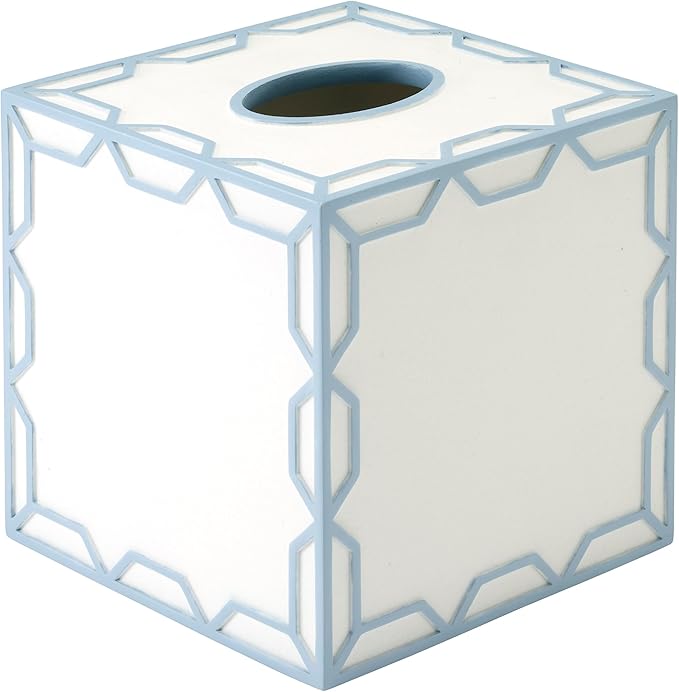 Izod – Tissue Box Cover, Hand-Painted Sand Resin with Trellis Pattern, Geometric Home Decor – Perfect for Bathrooms, Bedrooms, Kitchens or Offices (Trellis)