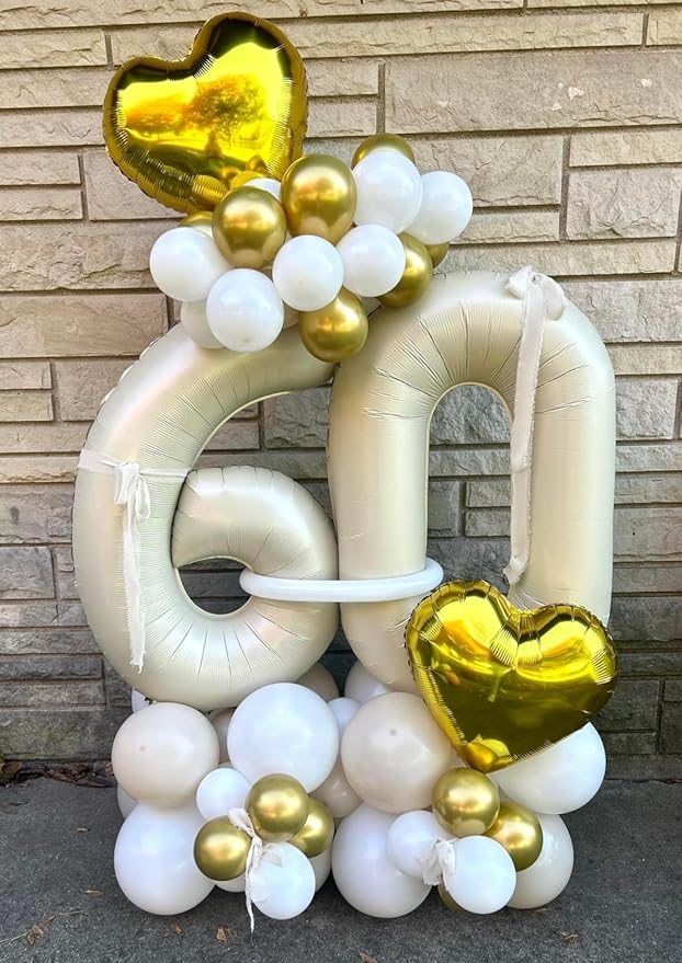 Number 0 Balloons 40 Inch Cream White Number Balloons for 10 20 30 40 50 60 70 80 90 100 Numbers Balloon Birthday Decorations Wedding Event Baby Shower
