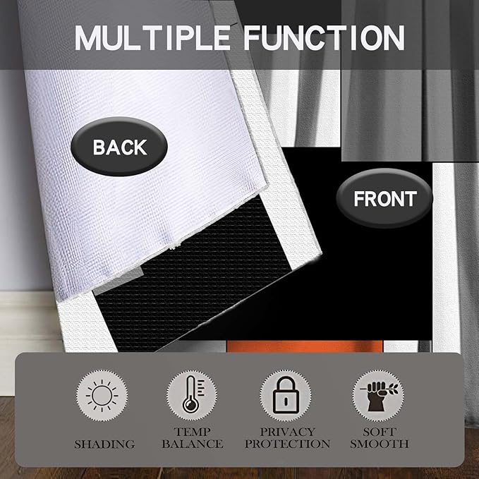 MCALK Orange Blackout Kitchen Curtains Tiers Set 2 Piece for Windows Grey and Black Kitchen Window Curtains Set,White Modern Abstract Art Valances for Living Room(24" Tiers Set)
