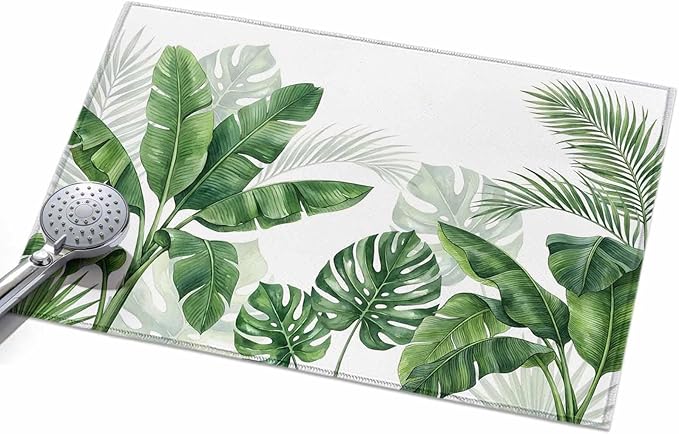 Area Rug 2x3ft, Watercolor Green Tropical Leaves Washable Rugs for Living Room Bedroom, Botanical Palm Leaf Plants Soft Non-Slip Area Rugs Rectangle Floor Carpet for Dining Room