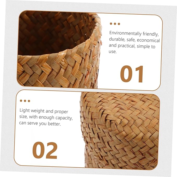 Mini Handmade Woven Flower Basket Box with Lid Seagrass Decorative Storage Basket for Home Decor and Organizing Essentials