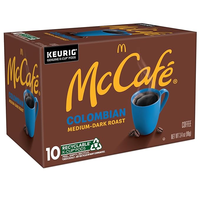 McCafe Colombian, Single Serve Coffee Keurig K-Cup Pods, Medium Roast, 10 Count (Pack of 12)