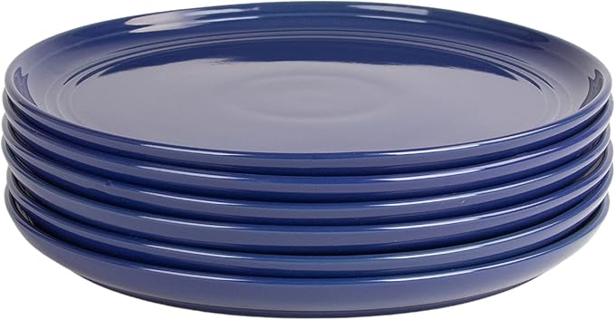 Double Line 10.5" Dinner Plate, Set of 6, Cobalt Blue