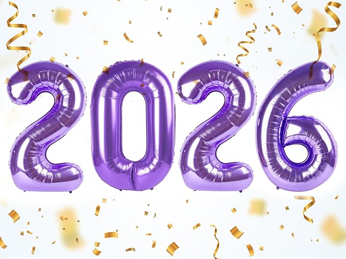Number 2026 Balloons, 2026 Decorations New Years, Purple 40 Inch Balloon for New Years Eve Decorations & Graduation Decoration Party Supplies, 2 6 20 26 Birthday Parties