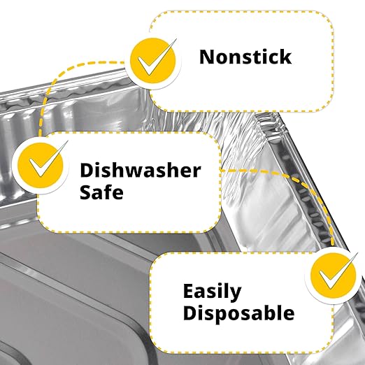 IDL Packaging Full Size Aluminum Steam Table Pans - Deep, 21" x 13" x 3" (pack of 5) - Disposable Foil Pan for Grilling, Roasting, BBQ, Cooking, Baking, Freezing