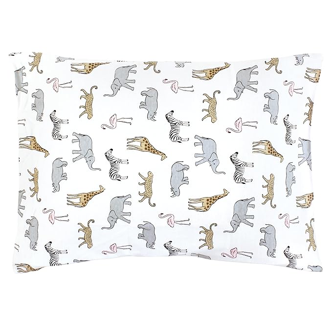Hudson Baby Unisex Baby Cotton Toddler Pillow Case, Modern Pink Safari, One Size